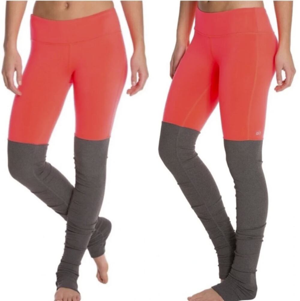 Alo Yoga Y2K Goddess Ribbed Leggings Neon Azalfa Stormy Heather Size Small